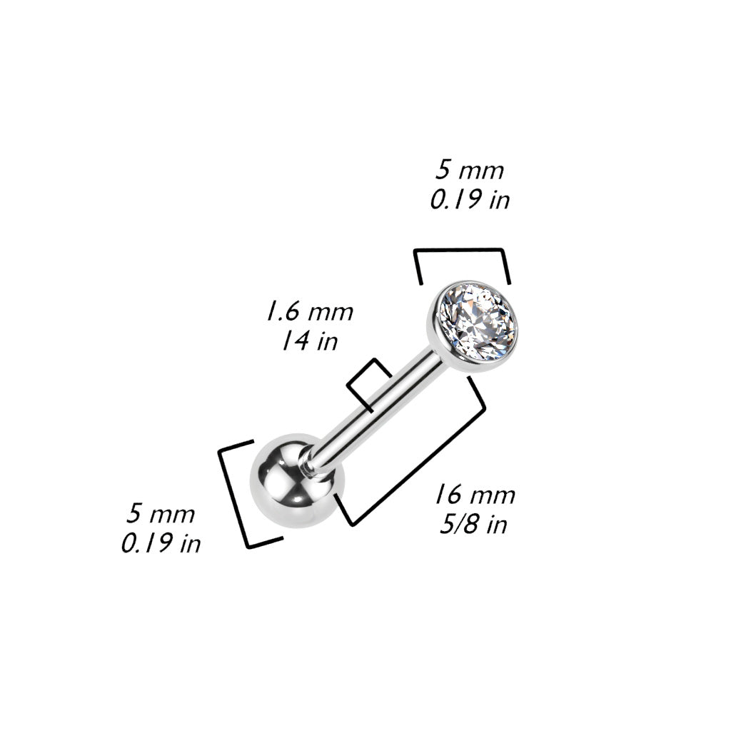 14 Gauge Press Fit Implant Grade Titanium Crystal Barbell