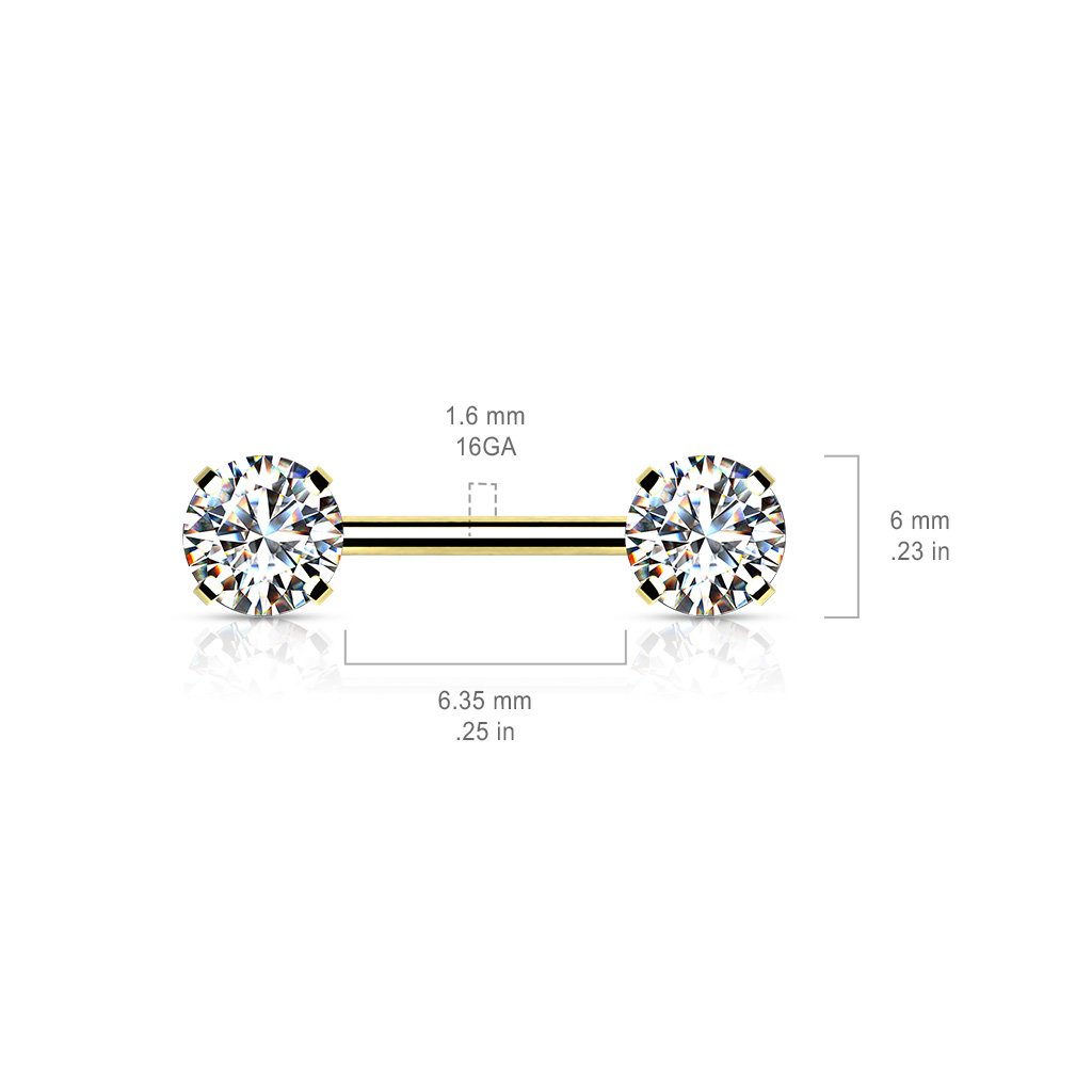 Cherry Diva Nipple Ring 14 Gauge Press Fit Crystal Barbell Nipple Ring