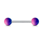 Cherry Diva Barbell Blue / Pink 14 Gauge Rainbow Rubber Coated Ball Straight Barbell
