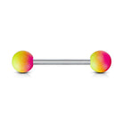 Cherry Diva Barbell Yellow / Pink 14 Gauge Rainbow Rubber Coated Ball Straight Barbell