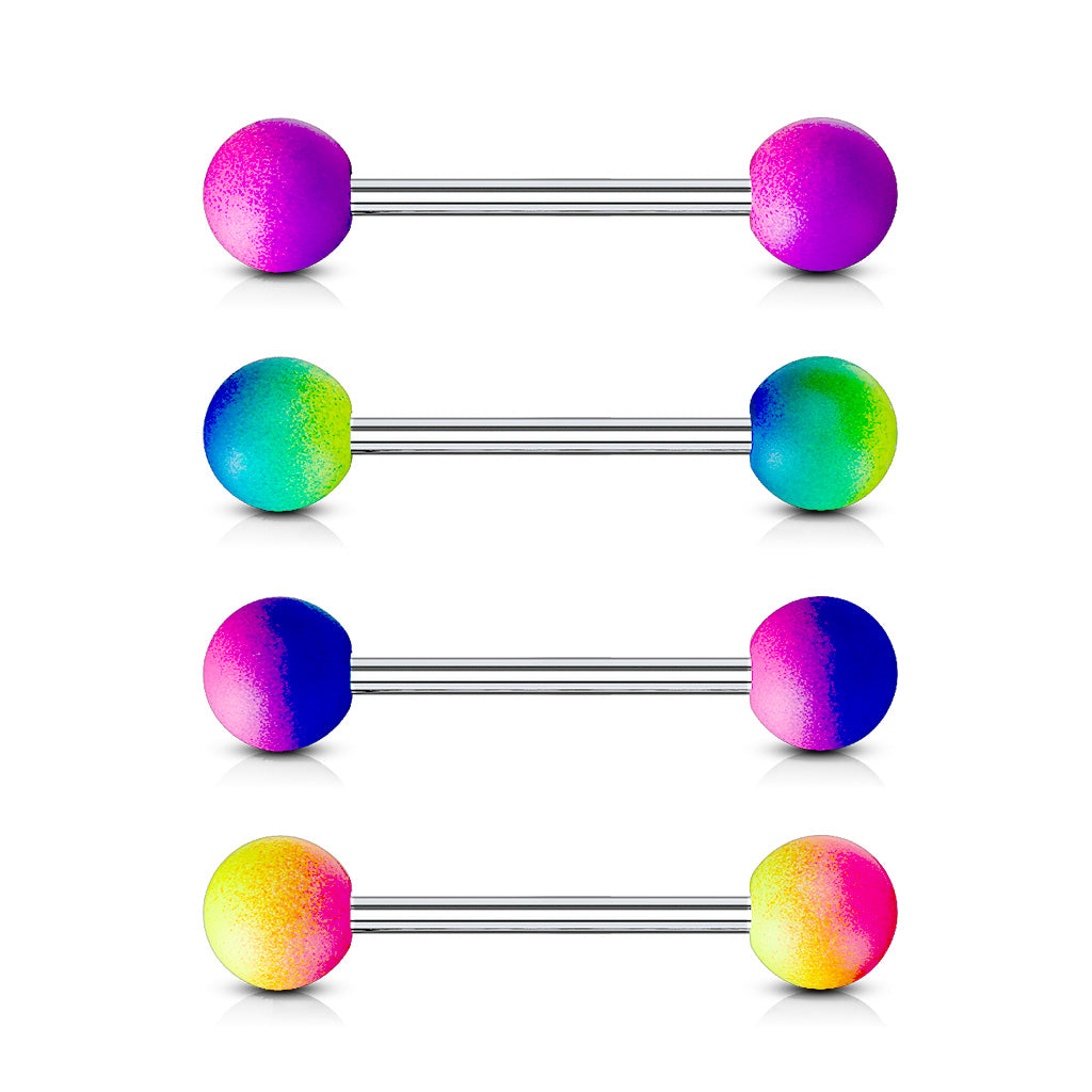 14 Gauge Rainbow Rubber Coated Ball Straight Barbell