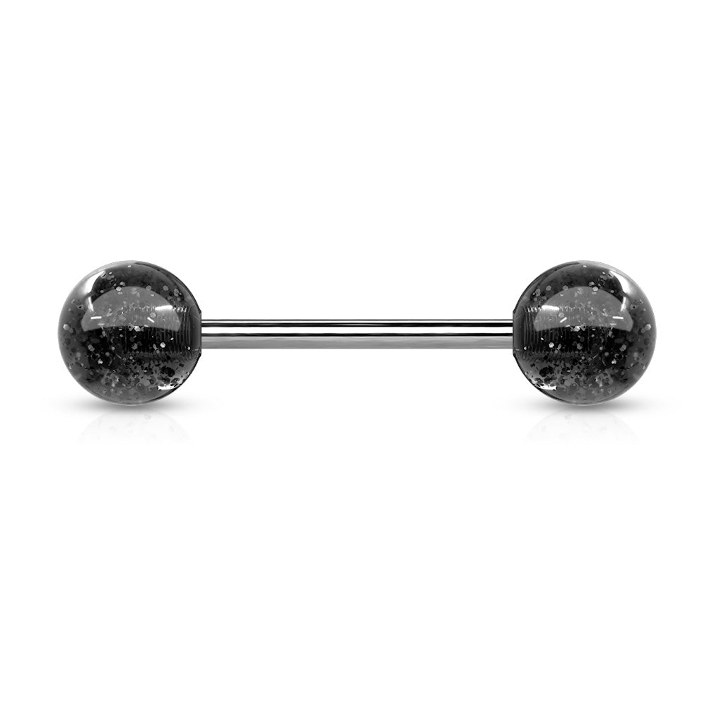 Cherry Diva Barbell BLACK 14 Gauge Titanium Barbell With Glitter Ball Ends