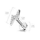 Cherry Diva Barbell 16 Gauge Crystal Lightning Bolt Cartilage / Tragus Stud