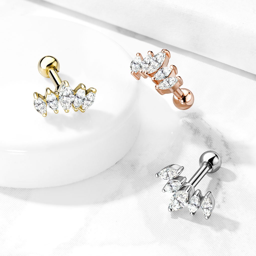Cherry Diva Stud 16 Gauge Five Petal Marquise Flower Stud