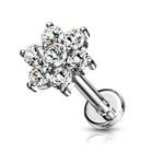 Cherry Diva Flat Back Stud 6MM 16 Gauge Flat Back Internally Threaded Crystal Flower Stud