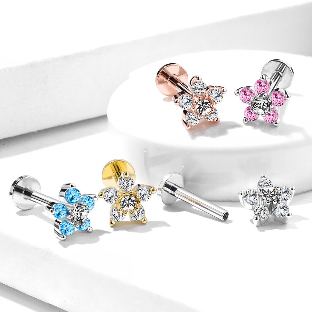 Cherry Diva Flat Back Stud 16 Gauge Flat Back Internally Threaded Flower Stud