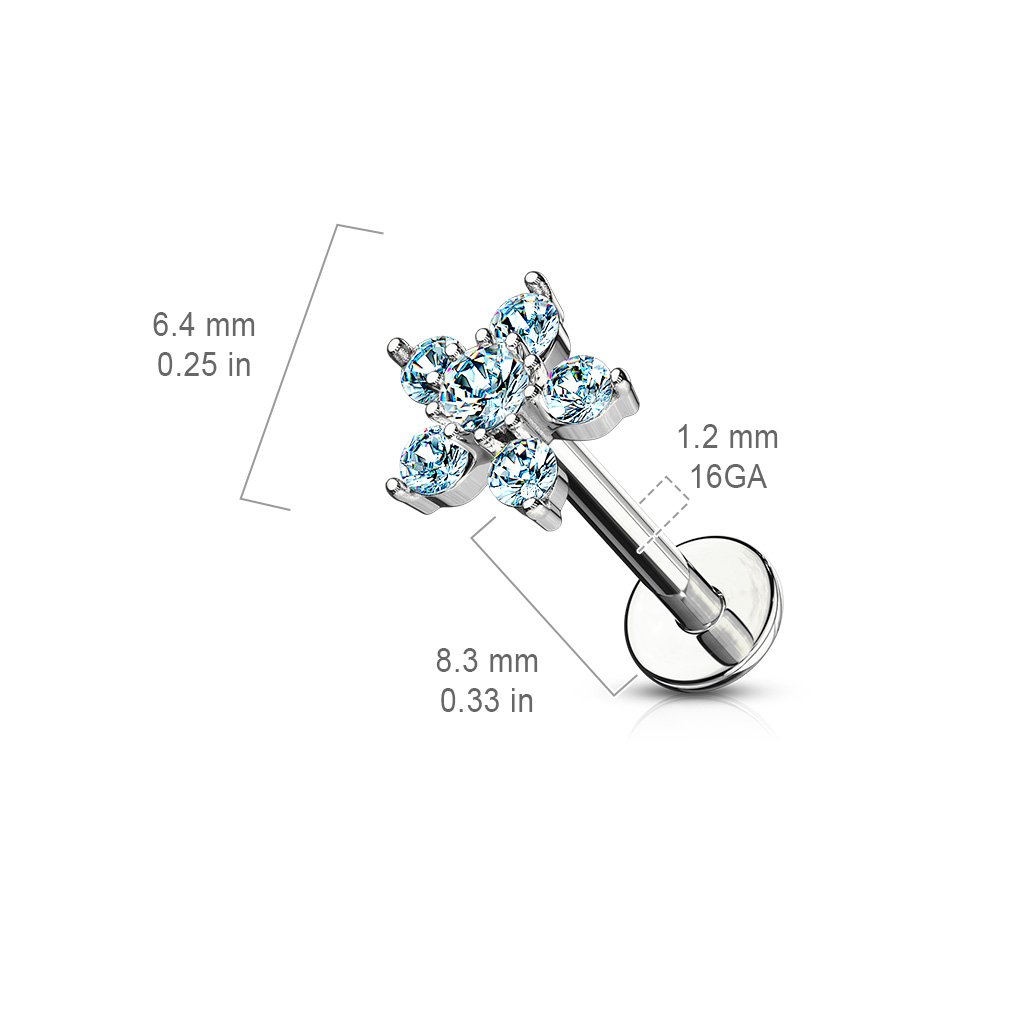 Cherry Diva Flat Back Stud 16 Gauge Flat Back Internally Threaded Flower Stud
