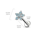 Cherry Diva Flat Back Stud 16 Gauge Flat Back Internally Threaded Flower Stud