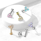 Cherry Diva Flat Back Stud 16 Gauge Flat Back Internally Threaded Triple Gem Stud
