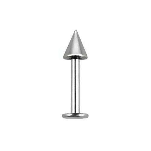 16 Gauge Flat Back Spike Tip Labret Stud Silver