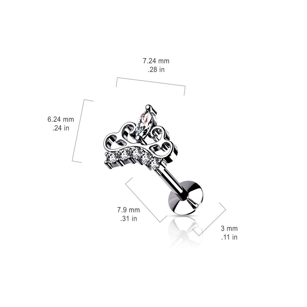 Cherry Diva Push Fit Stud 16 Gauge Push Fit Crystal Tiara Flat Back Stud