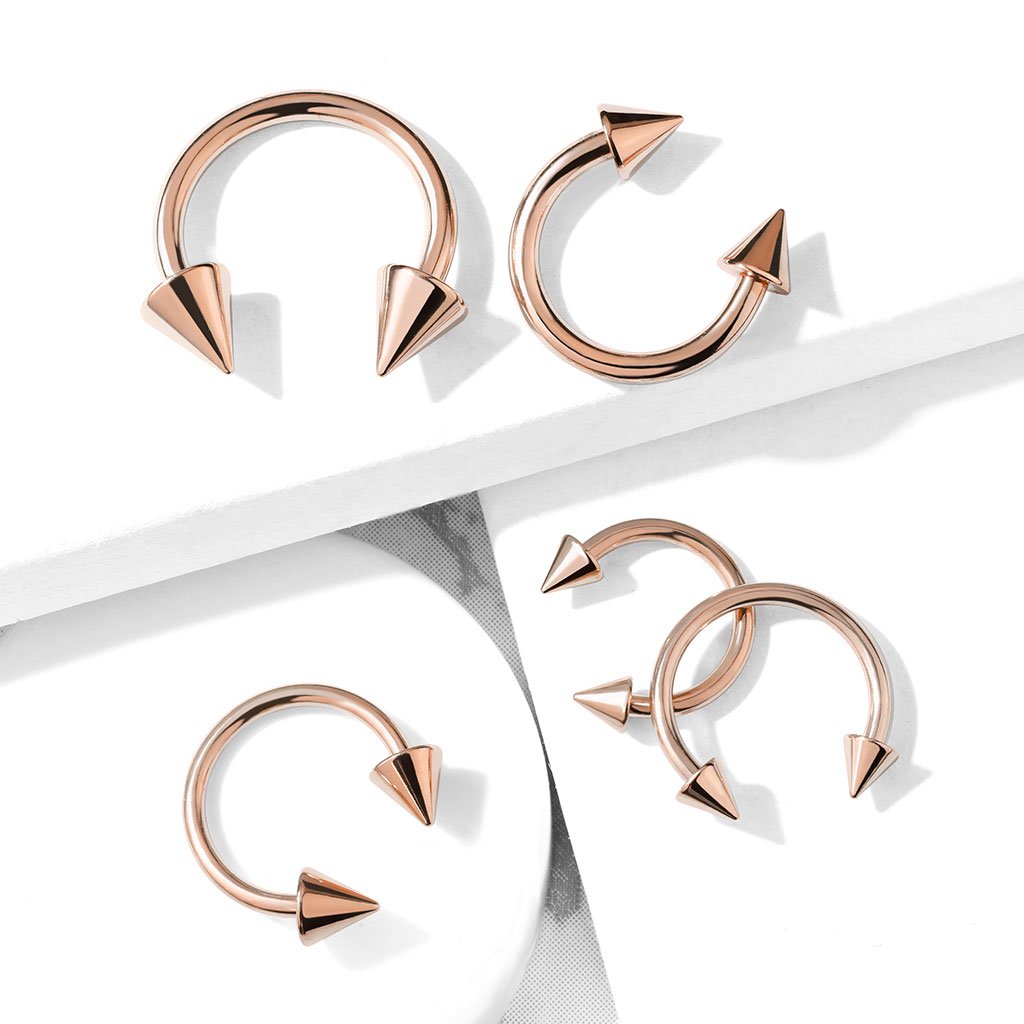 Cherry Diva Barbell Rose Gold Spike Horseshoe Barbell