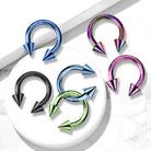 Cherry Diva Barbell 14 Gauge Titanium IP Plate Spike Horseshoe Barbell
