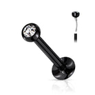 Cherry Diva Flat Back Stud Black 16 Gauge Push Fit Flat Back Crystal Top Cartilage / Labret Stud