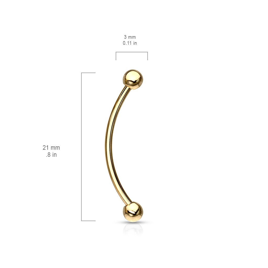 Cherry Diva Barbell 16 Gauge Surgical Steel Curved Barbell With Ball Ends