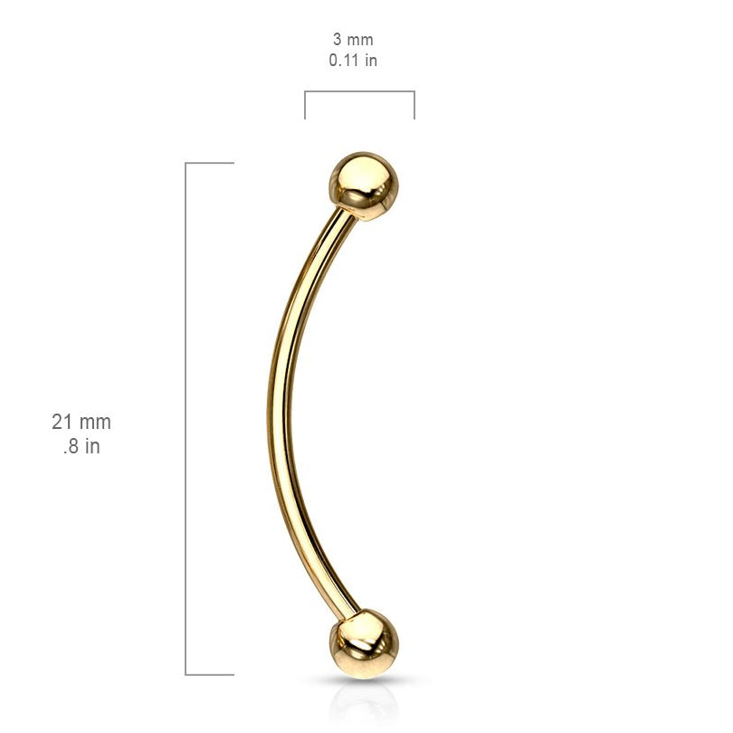 Cherry Diva Barbell 16 Gauge Surgical Steel Curved Barbell With Ball Ends