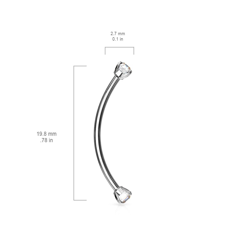 Cherry Diva Barbell 16 Gauge Surgical Steel Curved Barbell With Crystal Ends