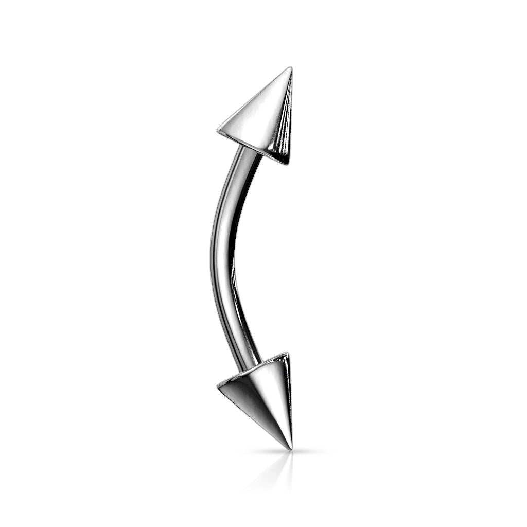 Cherry Diva Barbell 316L Surgical Steel Curved Eyebrow Barbell With Spike Ends