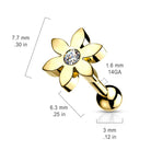 Cherry Diva Stud 16 Gauge Five Petal Crystal Flower Cartilage / Tragus Stud
