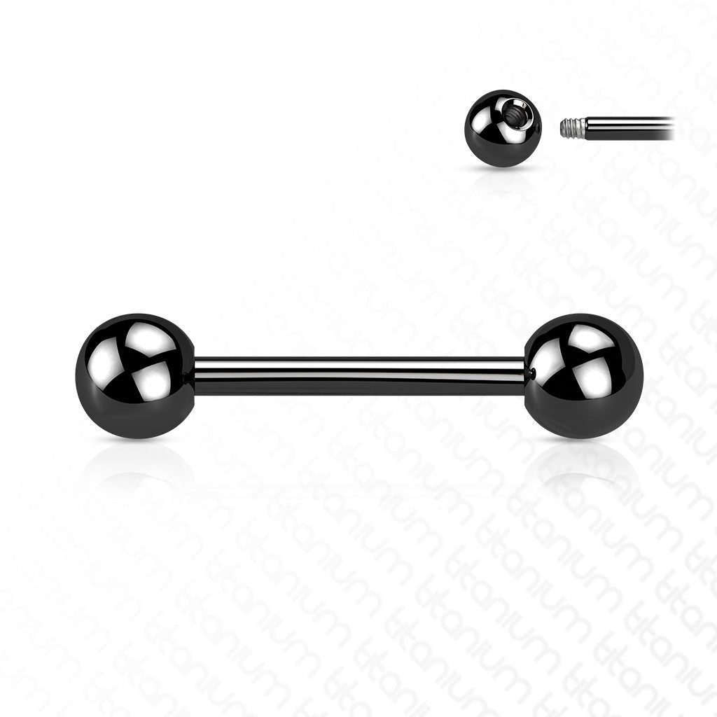 Cherry Diva Barbell Black 14 Gauge Titanium PVD Coated Straight Barbell - 16MM