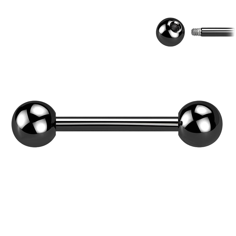 Cherry Diva Barbell Black 14 Gauge Titanium PVD Coated Straight Barbell - 16MM