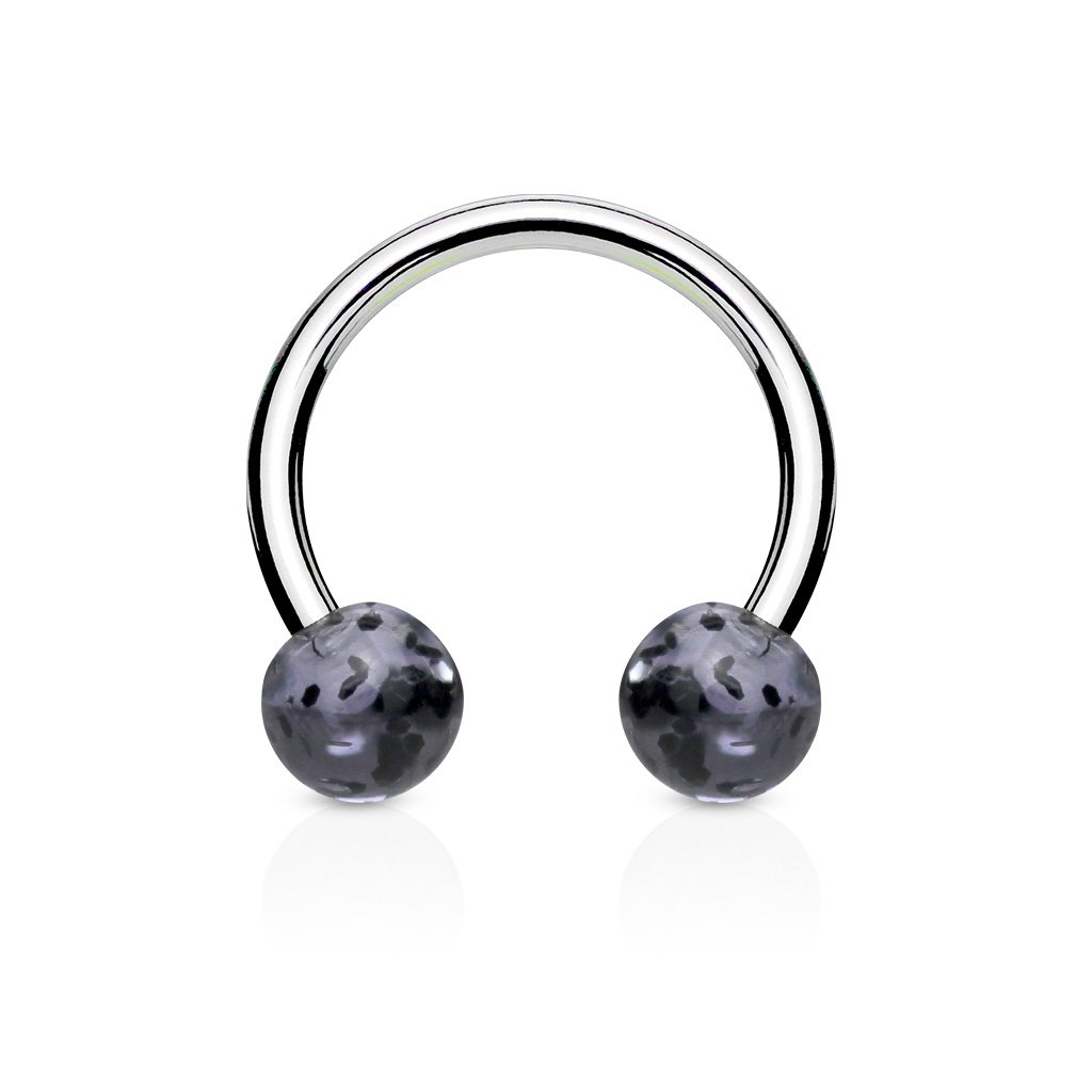 Cherry Diva Circular Barbell BLACK 16 Gauge Glitterball Circular Horse Shoe Barbell