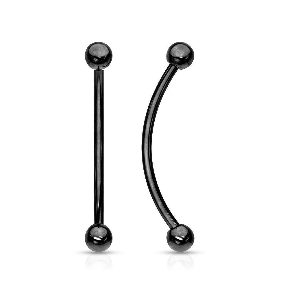 Cherry Diva Barbell BLACK 16 Gauge Surgical Steel Curved Barbell With Ball Ends