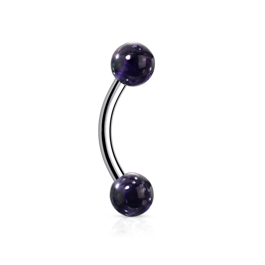 Double Glitterball Surgical Steel Curved Eyebrow Barbell