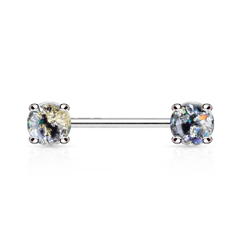 Lava Opal Glitter Barbell Nipple Ring