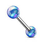 Cherry Diva Barbell Blue 14 Gauge AB Coated Metallic Ball Straight Barbell
