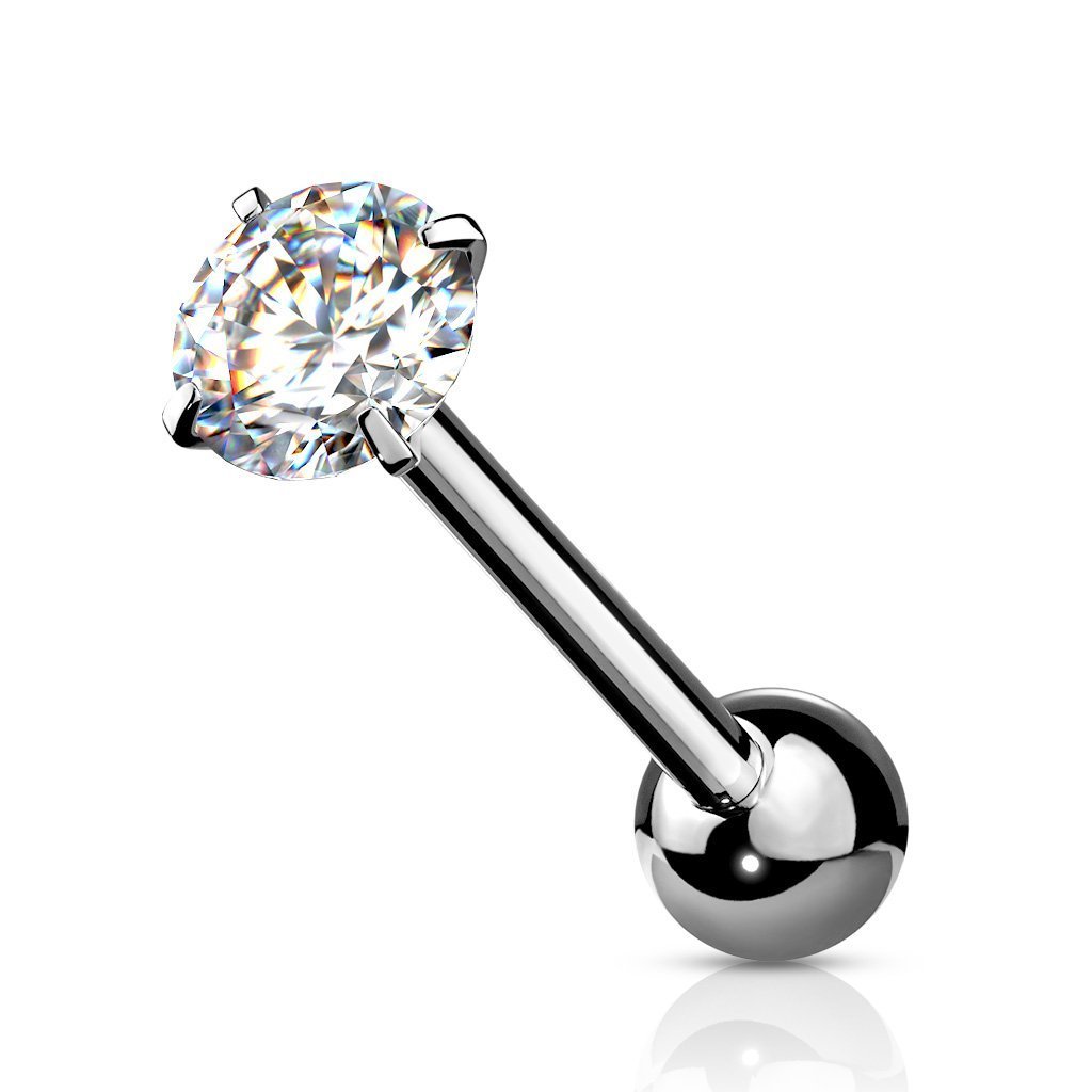 Crystal Prong Tongue Barbell