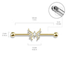 Crystal Butterfly Industrial Barbell - Silver