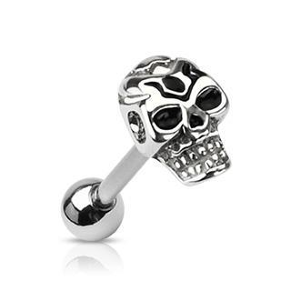 Cherry Diva Barbell 14 Gauge Death Skull Surgical Steel Tongue Barbell