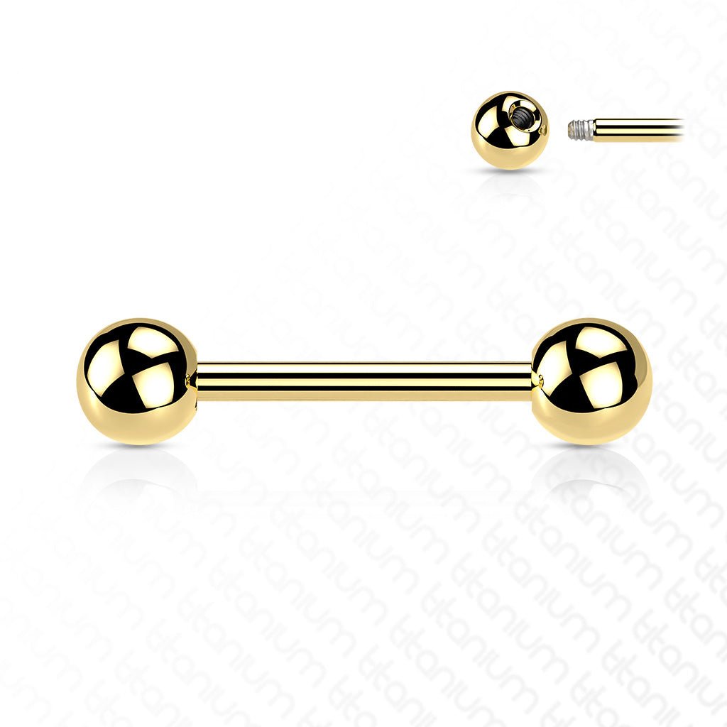 Cherry Diva Barbell Gold 14 Gauge Titanium PVD Coated Straight Barbell - 16MM