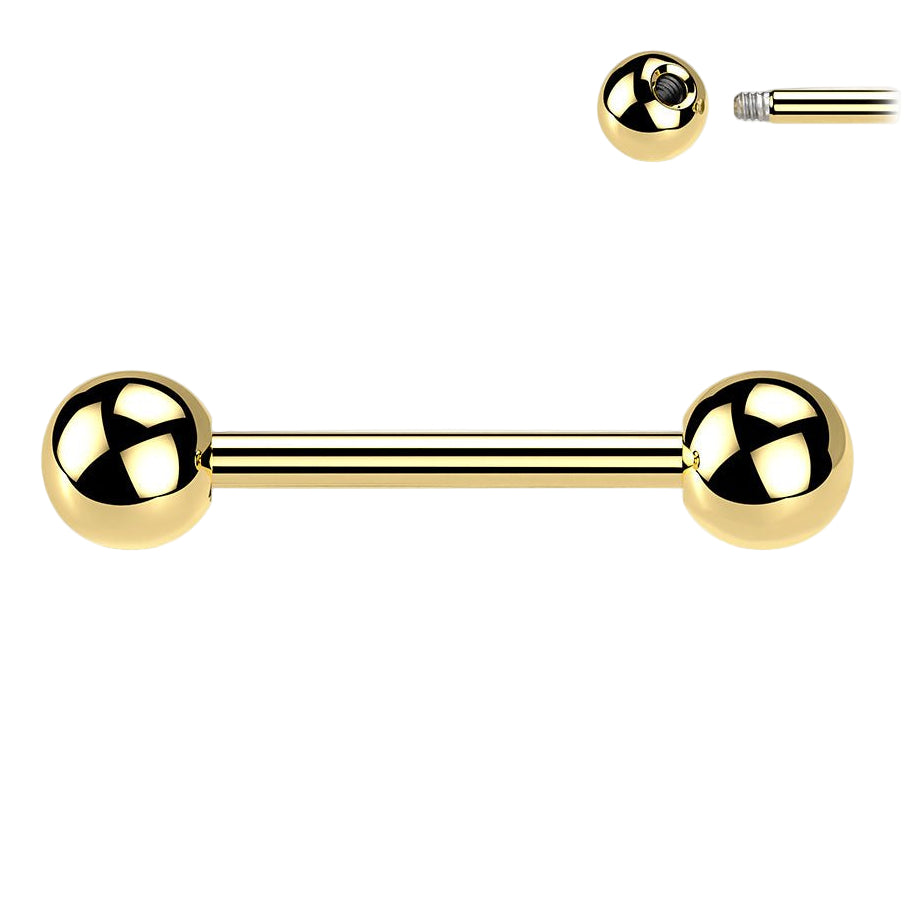 Cherry Diva Barbell Gold 14 Gauge Titanium PVD Coated Straight Barbell - 16MM
