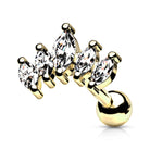 Cherry Diva Stud Gold 16 Gauge Five Petal Marquise Flower Stud