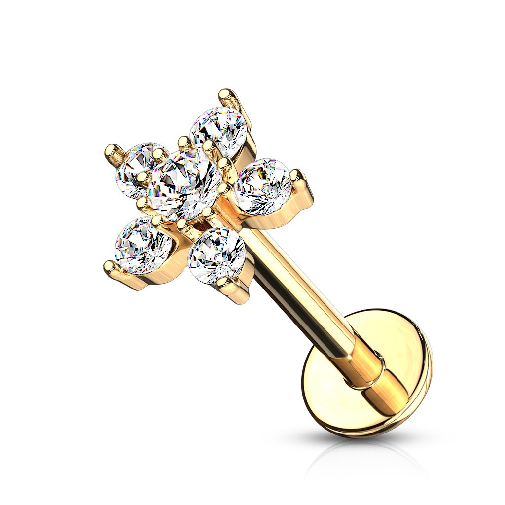 Cherry Diva Flat Back Stud Gold 16 Gauge Flat Back Internally Threaded Flower Stud