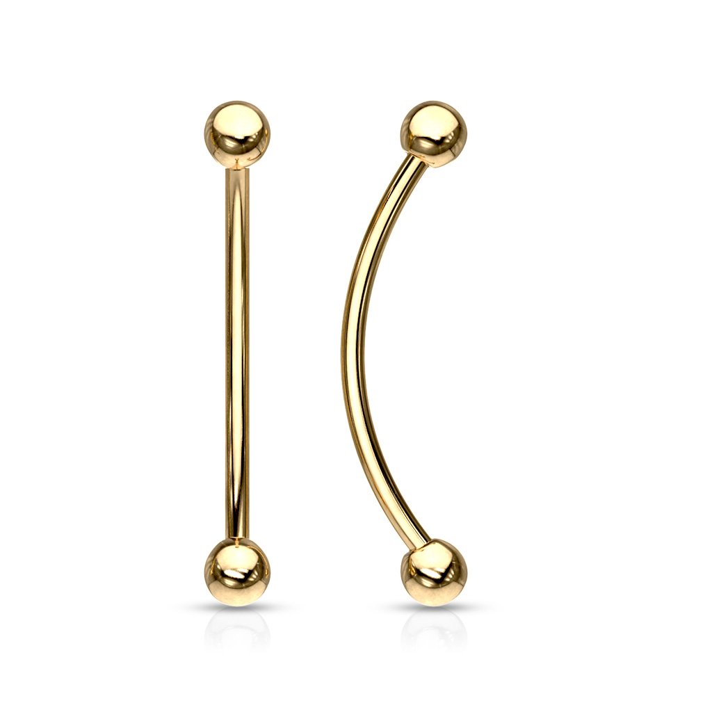 Cherry Diva Barbell GOLD 16 Gauge Surgical Steel Curved Barbell With Ball Ends