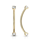 Cherry Diva Barbell GOLD 16 Gauge Surgical Steel Curved Barbell With Crystal Ends