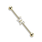 Cherry Diva Barbell Gold 14 Gauge Crystal Butterfly Industrial Barbell