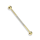 Cherry Diva Barbell 14 Gauge Gold Crystal Centre Industrial Barbell