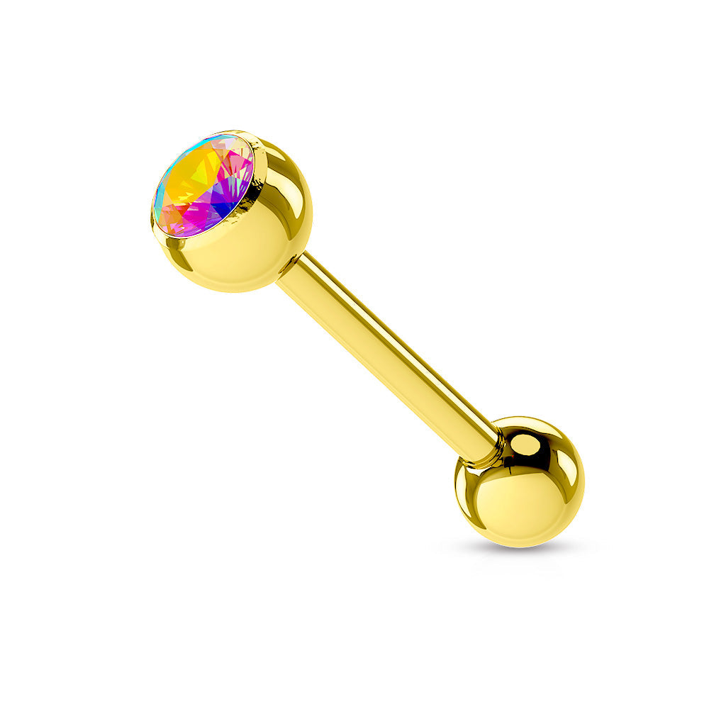 Gold IP Plated Over 316L Surgical Steel Tongue Barbell
