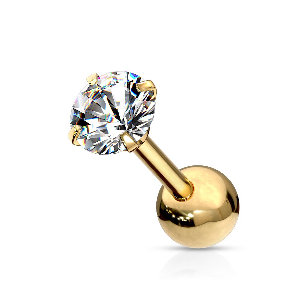 Cherry Diva Stud GOLD 16 Gauge Prong Set Crystal Cartilage / Tragus Stud