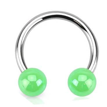 Cherry Diva Barbell GREEN 16 Gauge Metallic Ball End Circular Barbell