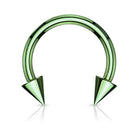 Cherry Diva Barbell GREEN 14 Gauge Titanium IP Plate Spike Horseshoe Barbell
