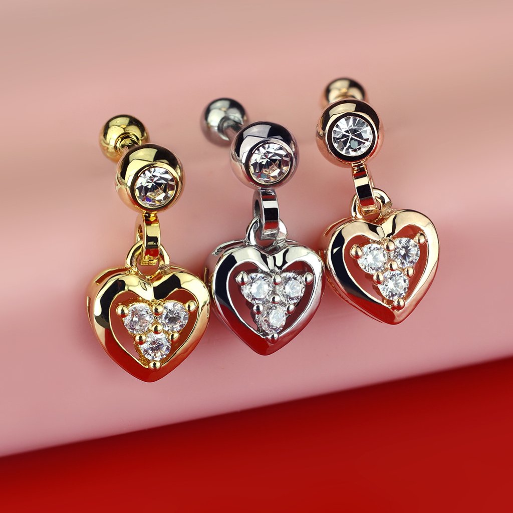 Heart Charm Cartilage / Tragus Barbell Stud