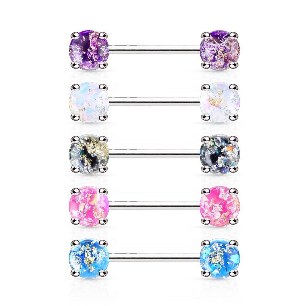 Lava Opal Glitter Barbell Nipple Ring