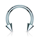Cherry Diva Barbell LIGHT BLUE 14 Gauge Titanium IP Plate Spike Horseshoe Barbell
