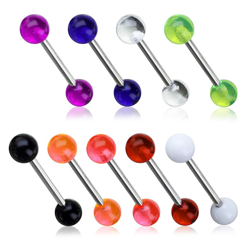 Cherry Diva Barbell 14 Gauge Light Reactive Acrylic Ball Stainless Steel Barbell