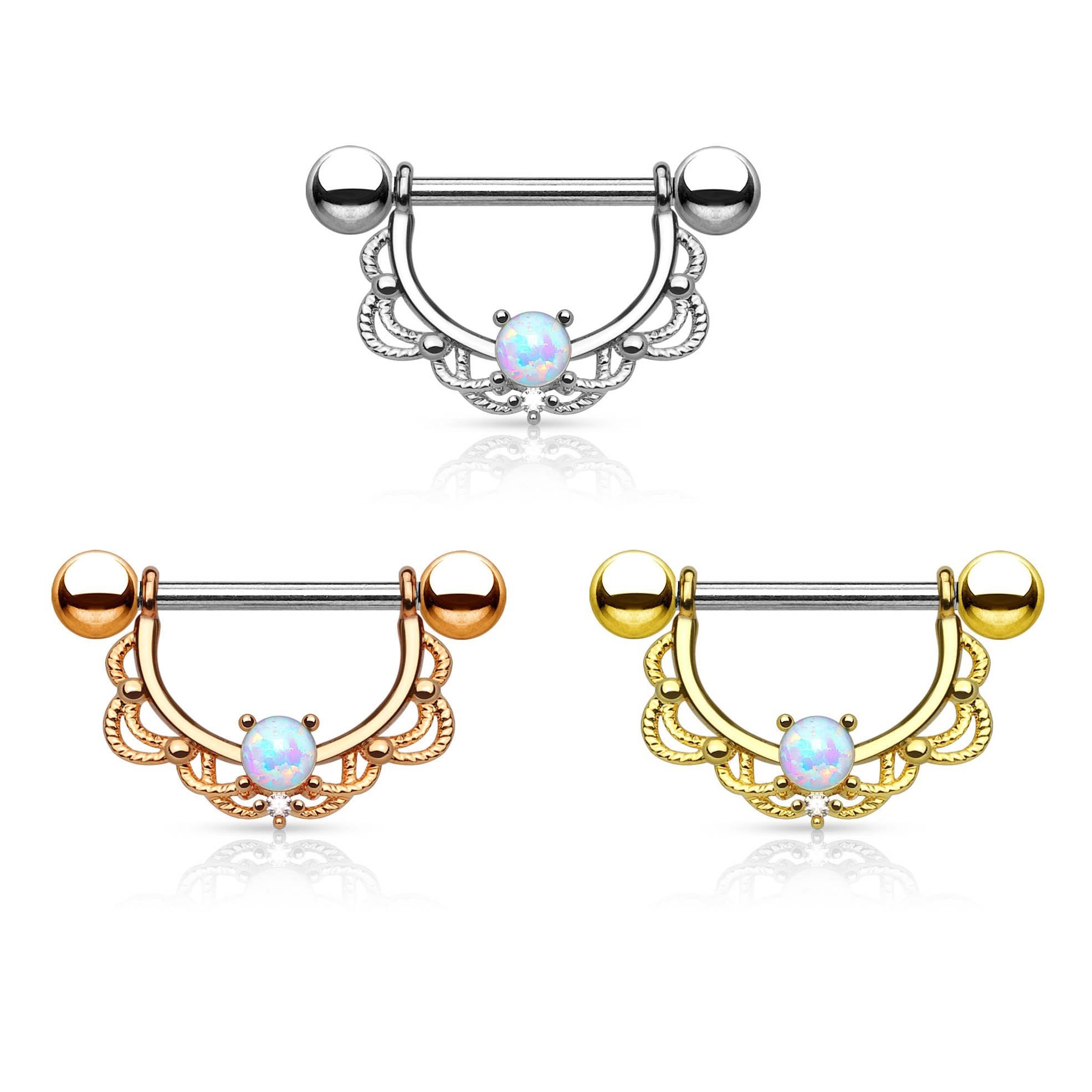 Cherry Diva Nipple Ring 14 Gauge Opal Dreams Nipple Ring